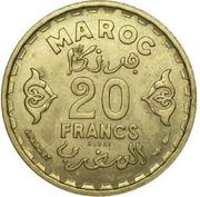 20 Francs - Mohammed V Essai, Morocco, 1952 reverse image