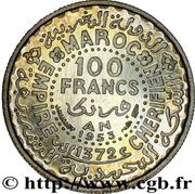 100 Francs - Mohammed V Essai, Morocco, 1953 reverse image