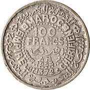 100 Francs - Mohammed V, Morocco, 1953 reverse image