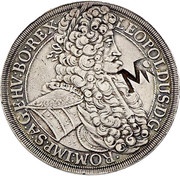 2400 Réis - Contermark "MR" over 1 Thaler Austria 1704 obverse image