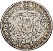 2400 Réis - Contermark "MR" over 1 Thaler Austria 1704 reverse image