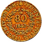 80 Réis - Maria II Lisboa mint, Mozambique, 1840 reverse image