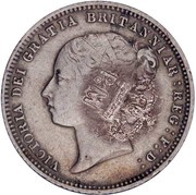 50 Réis - Luiz I Countermark "Crowned PM" over 6 Pence/Victoria obverse image