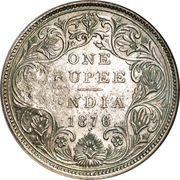 450 Réis - Luis I Countermark "Crowned PM" over 1 Rupee /Victoria, Índia reverse image