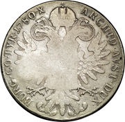 920 Réis Countermark "Crowned P.M" over 1 Thaler/Austria reverse image