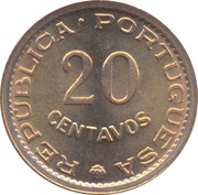 20 Centavos, Mozambique, 1973-1974 reverse image