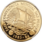 50 Meticais FAO; Gold Proof issue, Mozambique, 1983 reverse image