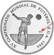 10 000 Meticais 1994 World Cup USA, soccer player, with 999 reverse image