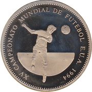 10 000 Meticais 1994 World Cup, soccer player, pattern reverse image