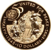 10 Dollars United Nations; silver issue reverse image