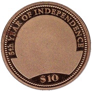10 Dollars 5th Year of Independence reverse image