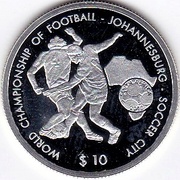 10 Dollars World Championship of Football - Johannesburg - Soccer City reverse image