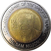 10 Dollars 20 Years Bank of Namibia reverse image