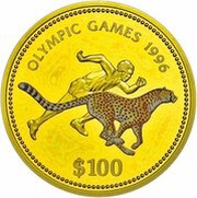 100 Dollars Namibia Olympics 1996 reverse image