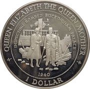 1 Dollar - Elizabeth II Queen Mother - Bombed Palace reverse image