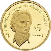 5 Dollars Marion Countess Dönhoff, Nauru, 2009 reverse image