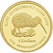 5 Dollars Kiwi Investment Coin reverse image