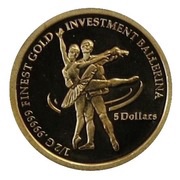 5 Dollars - Elizabeth II "Ballerina" Gold Bullion, Nauru, 2009 reverse image