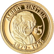 5 Dollars Albert Einstein, Nauru, 2010 reverse image