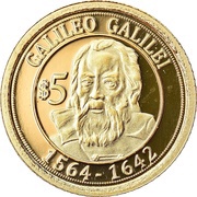 5 Dollars Galileo Galilei, Nauru, 2010 reverse image