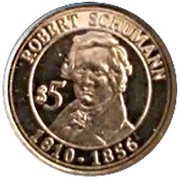 5 Dollars Robert Schumann, Nauru, 2010 reverse image