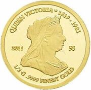 5 Dollars Queen Victoria, Nauru, 2011 reverse image