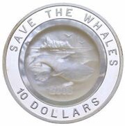 10 Dollars Save the Whales, Nauru, 2002 reverse image