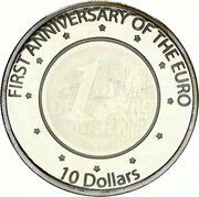 10 Dollars - First Anniversary of the Euro, Nauru, 2003 reverse image