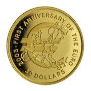 10 Dollars - First anniversary of the Euro, Nauru, 2003 reverse image