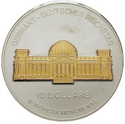 10 Dollars Deutscher Reichstag, Nauru, 2003 reverse image