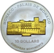 10 Dollars Pricely Palace in Monaco, Nauru, 2004 reverse image