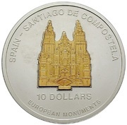 10 Dollars Cathedral Santiago de Compostela, Nauru, 2006 reverse image