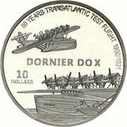 10 Dollars Dornier Do X, Nauru, 2010 reverse image