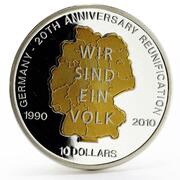 10 Dollars 20th Anniversary of German Reunification reverse image
