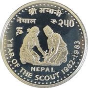 250 Rupees - Birendra Bir Bikram Scout, Nepal, 1982 reverse image