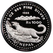 1000 Rupees - Birendra Bir Bikram Snow Leopard reverse image