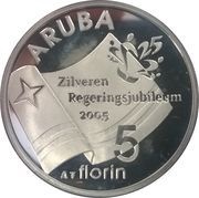 5 Florins - Beatrix Silver jubilee reverse image