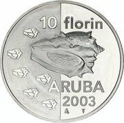 10 Florins - Beatrix Shellfish, Netherlands, 2003 reverse image