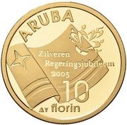 10 Florins - Beatrix Silver Jubilee reverse image