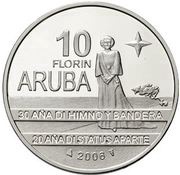 10 Florins - Beatrix Flag, Anthem, Status Aparte, Netherlands, 2006 reverse image