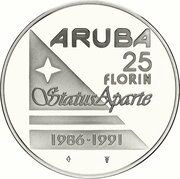 25 Florin - Beatrix Status Aparte, Netherlands, 1991 reverse image
