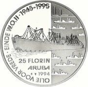 25 Florin - Beatrix Oil For Peace, Netherlands, 1994 reverse image