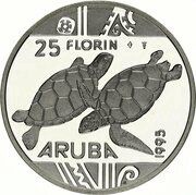 25 Florin - Beatrix Sea turtles, Netherlands, 1995 reverse image