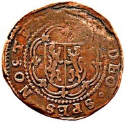 Duit, Netherlands, 1591 reverse image