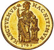 1 Gulden Gold, struck to 4 ducat weight, Netherlands, 1734-1749 reverse image