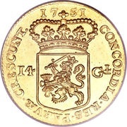 14 Gulden "Gold Rider", Netherlands, 1749-1963 reverse image