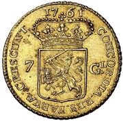 7 Gulden / ½ Golden rider, Netherlands, 1760-1762 reverse image