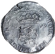 1 Silver Ducat Late type; date reverse; Herring buss, Netherlands, 1693-1695 reverse image