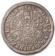 30 Stuivers Piedfort; triple weight, Netherlands, 1683 reverse image