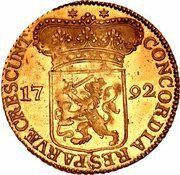 Silver Ducat Gold, struck to 6.5 ducat weight, Netherlands, 1792 reverse image